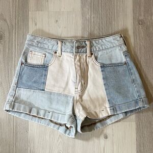 PacSun Light Blue and Cream Jean Shorts